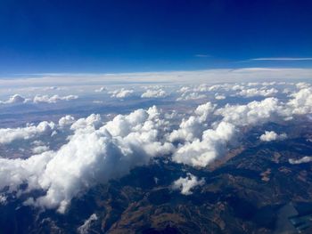 Aerial view of clouds against blue sky