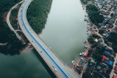 High angle view of bridge over sea