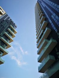 Low angle view of modern buildings against sky