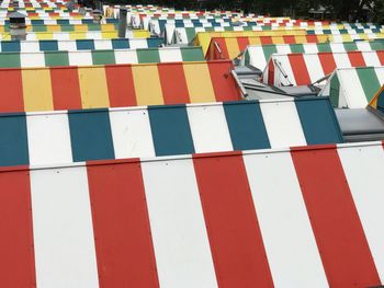 High angle view of multi colored umbrellas