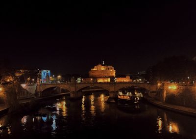Bridge over river at night