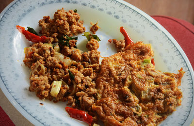 Close-up of food served in plate