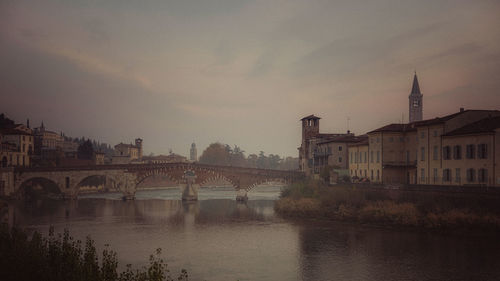 Bridge over river against sky