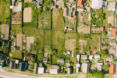 High angle view of buildings in city