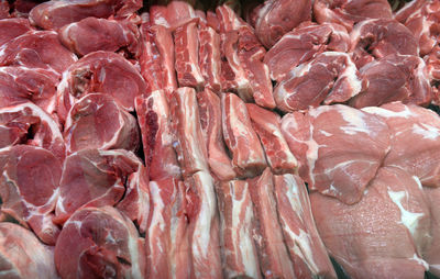 Full frame shot of meat for sale at market