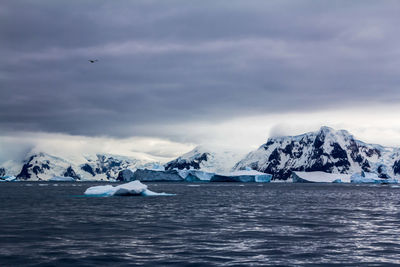 Scenic view of frozen sea against sky