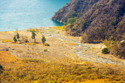 High angle view of beach