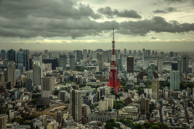 Aerial view of buildings in city