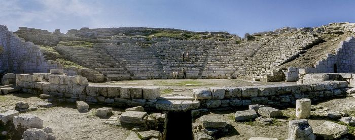 Panoramic shot of amphitheatre against sky