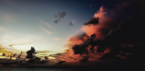 Panoramic view of sea against sky during sunset