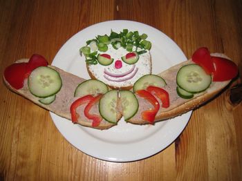 Close-up of served food on table