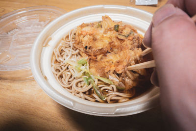 High angle view of food in bowl