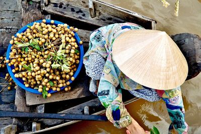 High angle view of person in boat