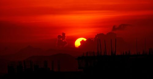 Scenic view of dramatic sky during sunset