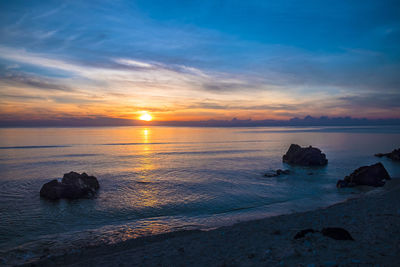 Scenic view of sea against sky during sunset