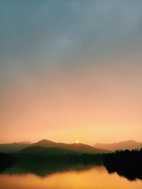 Scenic view of lake at sunset