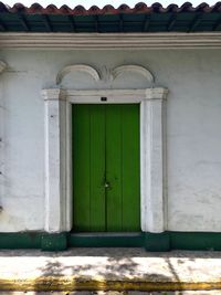 Closed door of building