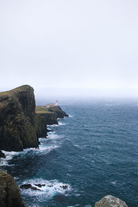 Scenic view of sea against clear sky