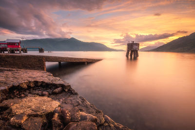 Scenic view of sea against sky during sunset