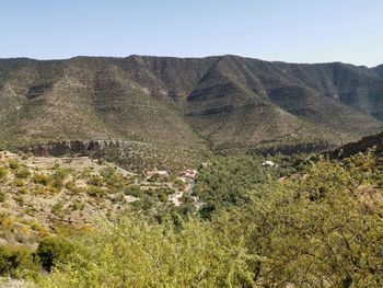 Scenic view of mountains against clear sky