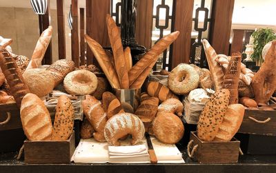 Close-up view of the breads 