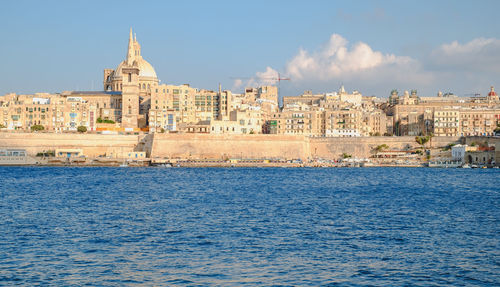 View over the valletta city from marsans harbour, sliema, malta