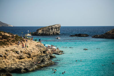 Scenic view of sea against clear sky