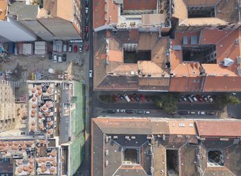 High angle view of buildings in city