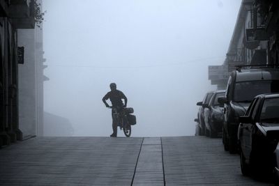 Woman walking in city