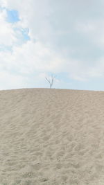 Scenic view of sand dune against sky