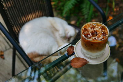 High angle view of coffee cup