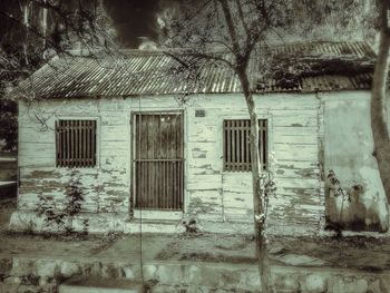 Closed door of old building