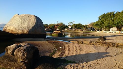 Scenic view of park against clear sky