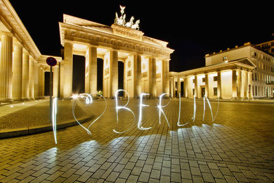 Light painting against brandenburg gate at night