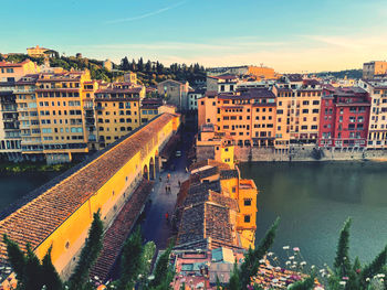 High angle view of buildings in city