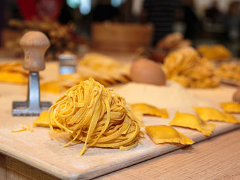 Close-up of food on table