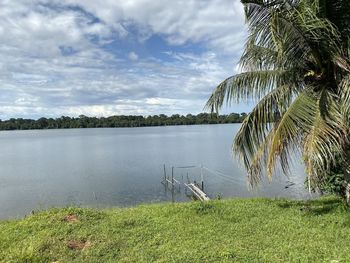 Scenic view of lake against sky