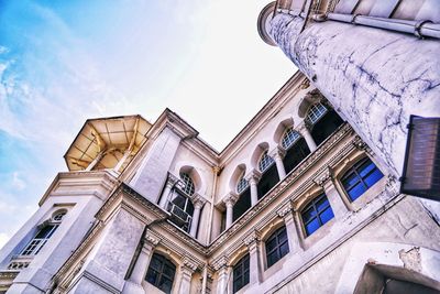 Low angle view of old building against sky