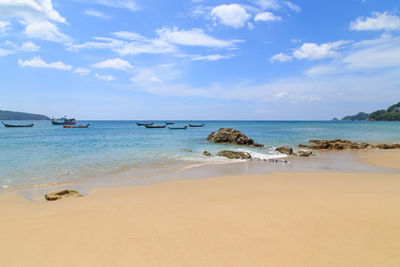 Scenic view of beach against sky