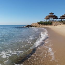 Scenic view of sea against clear sky