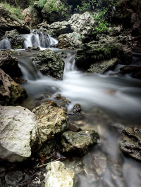 River flowing through rocks in forest