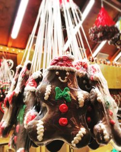 Close-up of christmas decorations in store