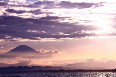 Scenic view of sea against sky at sunset