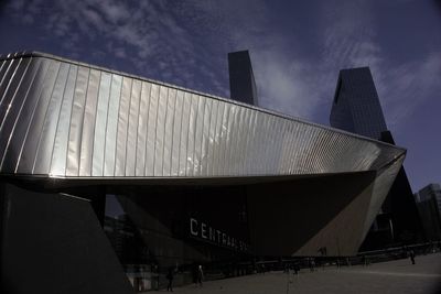 Low angle view of modern building against sky