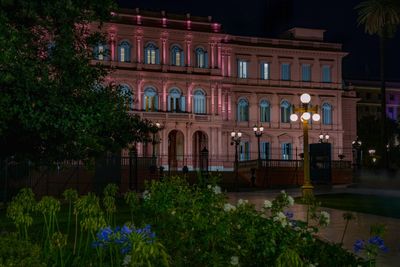 View of illuminated building at night