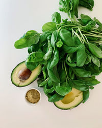 High angle view of food on white background