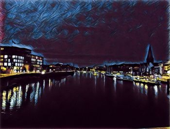 Illuminated city at night