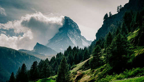 Panoramic view of mountains against sky