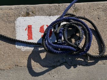 Close-up of ropes tied on rope