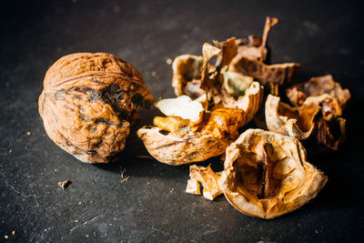 Close-up of walnuts on table